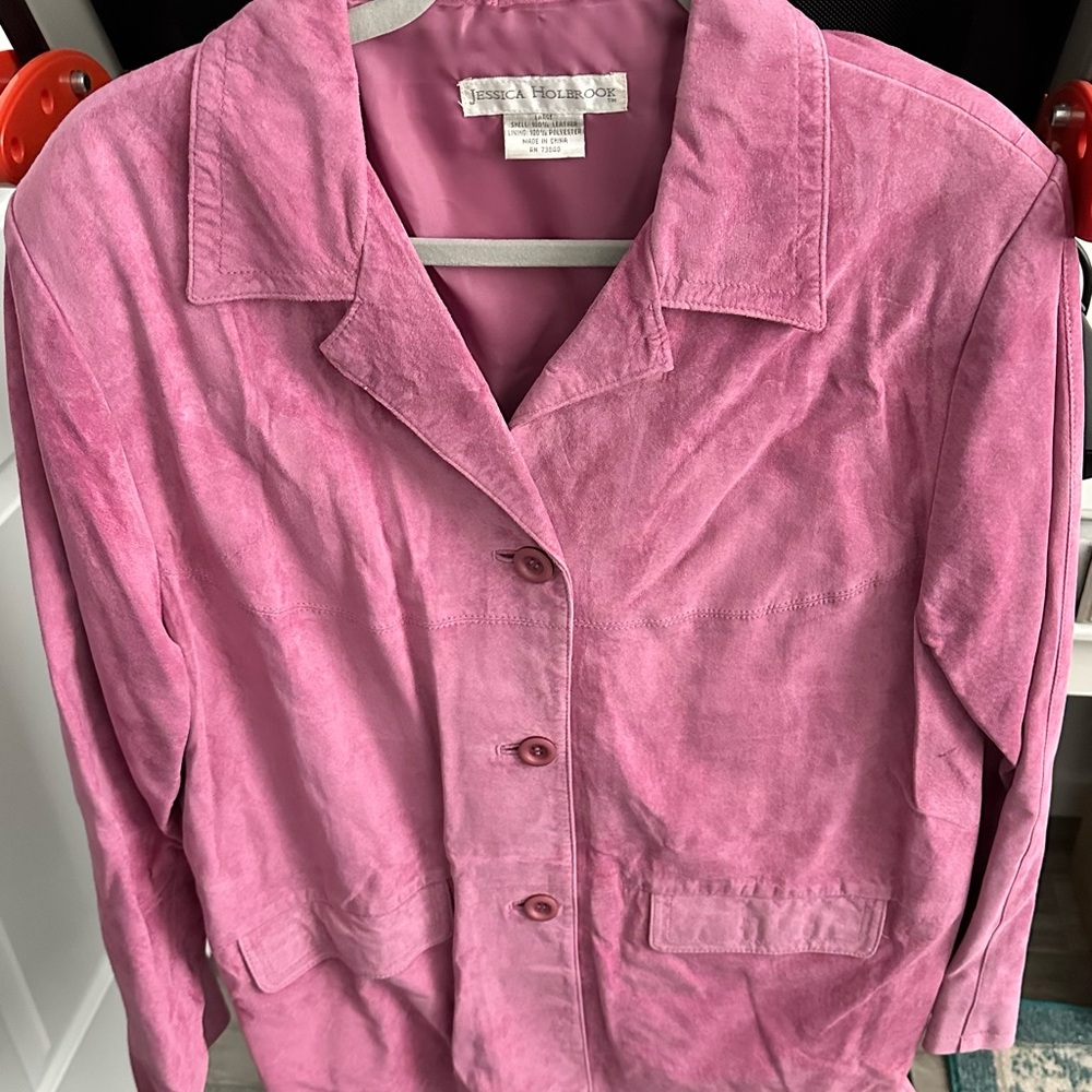 Jessica Holbrook Rose Pink Suede Jacket